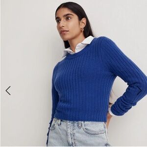 Madewell Blue Ribbed Cropped Sweater